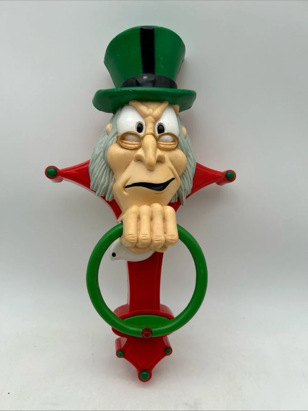 Vtg 10” Talking Scrooge Christmas Door Knocker Trendmasters Inc. Holiday Decor